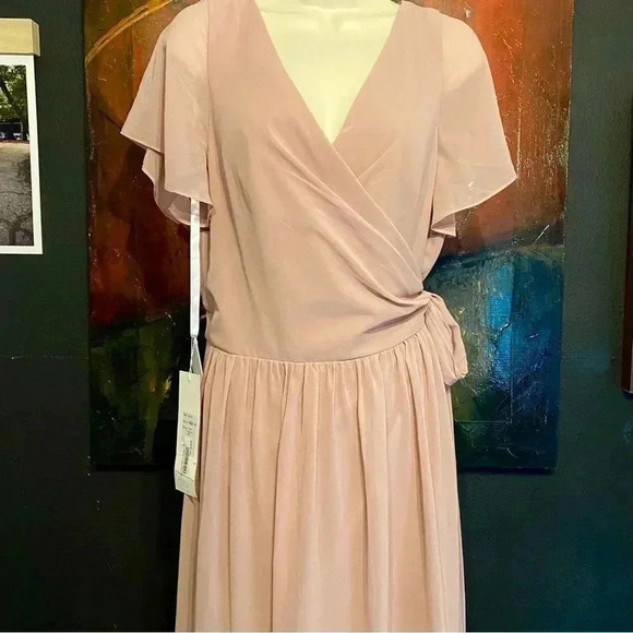 Revelry New Harper Chiffon Wrap Maxi Dress Pink Bridesmaid Wedding Plus Size - Picture 6 of 17